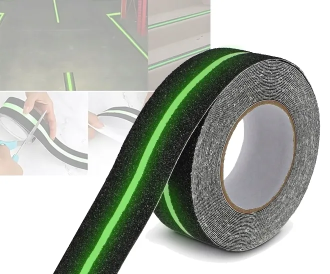 Taśma OSTRZEGAWCZA Antypoślizgowa ŚWIECĄCA Fluorescencyjna 5cm x 10m
