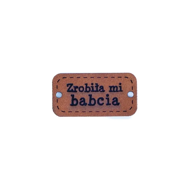 1szt metka zrobiła mi babcia ekoskóra j.brąz
