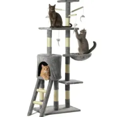 drapak-dla-kota-138-cm-5-poziomow-domek-hamak-legowisko-szary