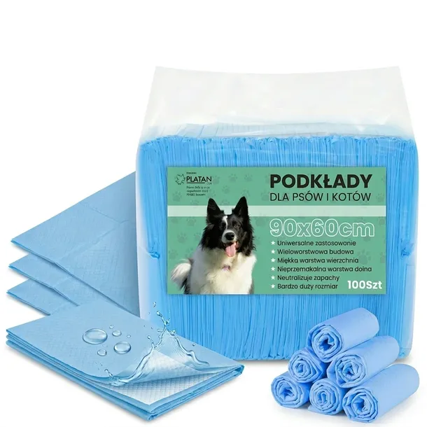 PODKŁADY MATY DLA PSÓW ZWIERZĄT HIGIENICZNE CHŁONNE DO SIKANIA 60X90 100SZT