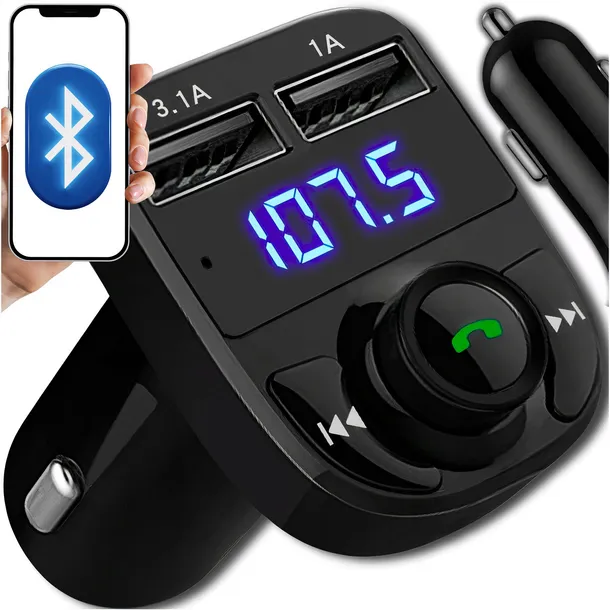 TRANSMITER FM SZYBKA ŁADOWARKA BLUETOOTH AUDIO MP3 BT 3X USB RGB