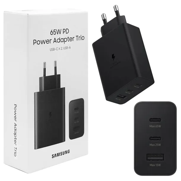 SZYBKA ŁADOWARKA SAMSUNG TRIO USB 65W USB-A USB-C FAST CHARGING 2.0