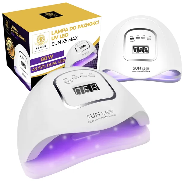 LAMPA DO PAZNOKCI UV LED 80W DO HYBRYD ŻELI MOCNA HYBRYDY SUN X5 MAX LCD