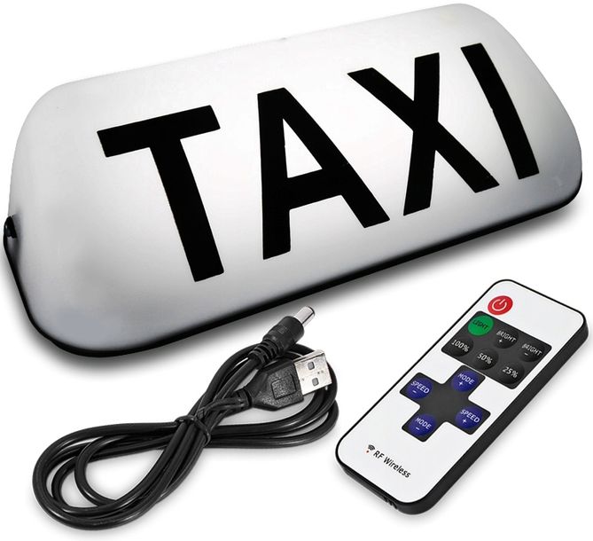 TAXI BEZPRZEWODOWA LAMPA SYGNALIZACYJNA BIAŁA KOGUT LED NA PILOTA PILOT GAP