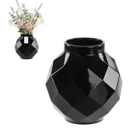 wazon-ceramiczny-geometryczny-3d-czarny-o11-h-22-cm-intensywny-kolor