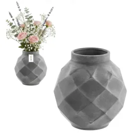 wazon-ceramiczny-geometryczny-3d-szary-beton-o11-h-22-cm-intensywny-kolor