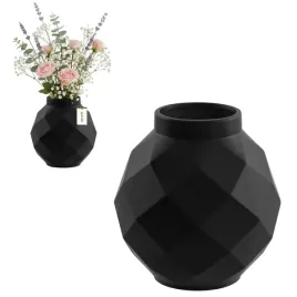 wazon-ceramiczny-geometryczny-3d-czarny-mat-o11-h-22-cm-intensywny-kolor
