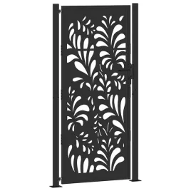 brama-ogrodowa-czarna-100x200-cm-stalowa-wzor-fali