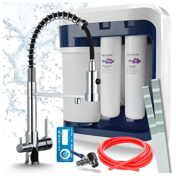 FILTR ODWRÓCONEJ OSMOZY POD ZLEW AQUAPHOR RO 202S PRO I BATERIA TRÓJDROŻNA