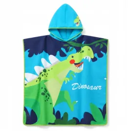 poncho-recznik-dzieciecy-kapielowy-z-kapturem-60x90-basen-dinozaur-zielony
