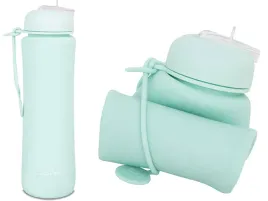 coolpack-bidon-pump-silikonowy-600-ml-skladany-pastelowy-powder-mint