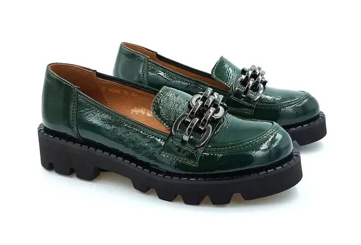 Skórzane Mokasyny półbuty Gamis 6060 zielone
