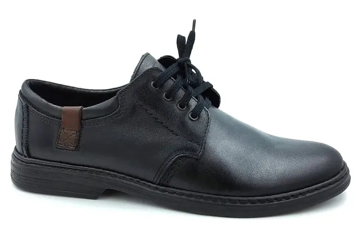 Buty Męskie skórzane Polskie JOKER Półbuty Skórzane lekkie 415 czarny