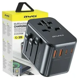awei-adapter-sieciowy-przejsciowka-2xusb-3xusb-c-35w-4w1-us-au-eu-uk-czarny