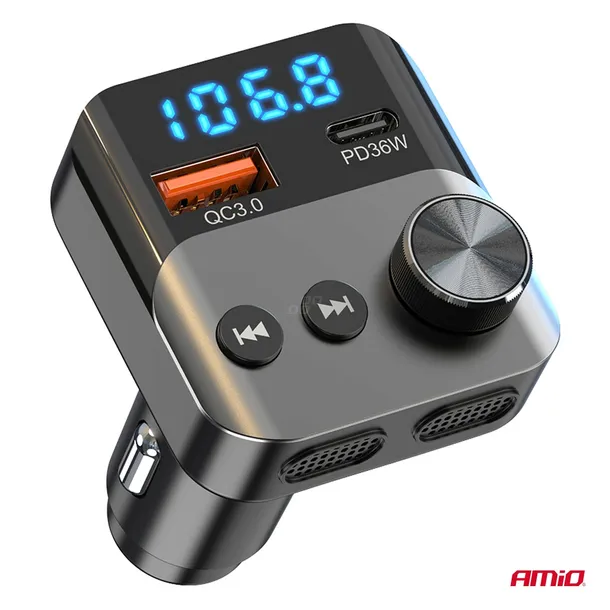 transmiter-fm-do-auta-bluetooth-usb-c-usb-a-amio-04647-zrodlo-sygnalu-bluetooth-usb