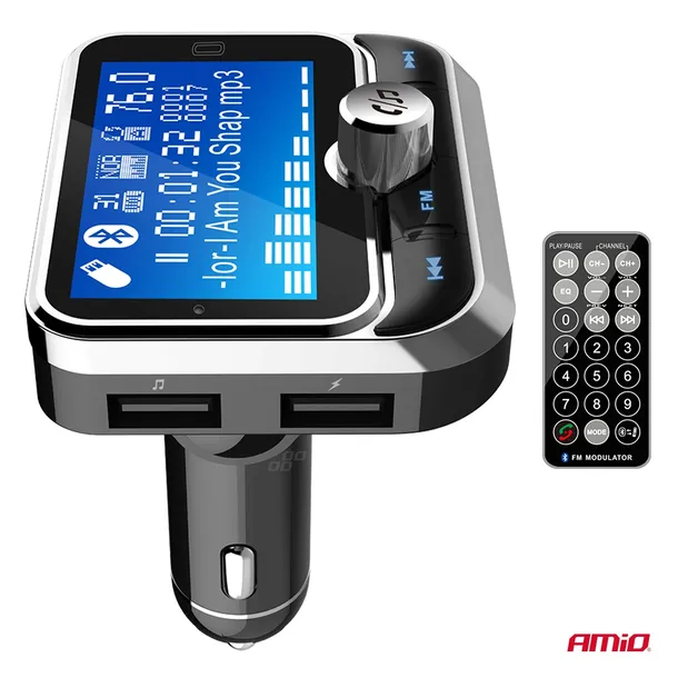 transmiter-fm-do-auta-bluetooth-z-pilotem-2xusb-amio-04657-stan-opakowania-oryginalne