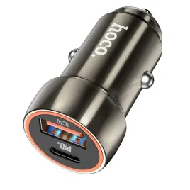 hoco-ladowarka-samochodowa-typ-c-usb-qc-3-0-power-delivery-20w-z46a-szary