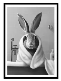 obraz-plakat-w-ramie-do-lazienki-wc-toalety-krolik-zajac-wanna-p2520-33x43