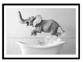 obraz-plakat-w-ramie-do-lazienki-wc-toalety-smieszny-slon-wanna-p2518-a4