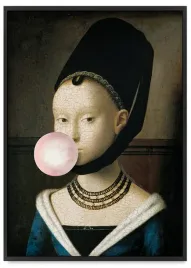 plakat-pop-art-portret-z-balonem-obraz-czarna-ramka-50x70-cm
