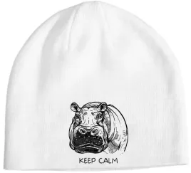 czapka-zimowa-beanie-fajny-nadruk-hipopotam-keep-calm