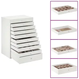 pudelko-na-bizuterie-10-warstwowe-z-uchwytami-na-zegarki-biale-29x20