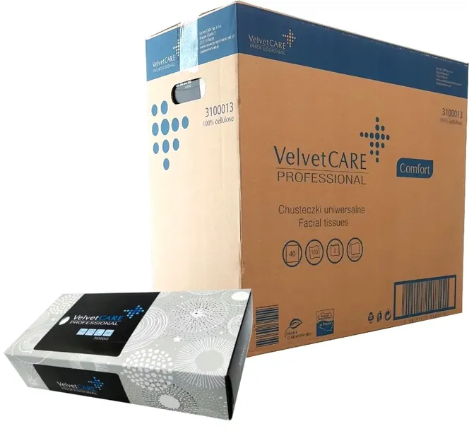 CHUSTECZKI HIGIENICZNE VELVET W PUDEŁKU BOX 40 x 100szt 2W