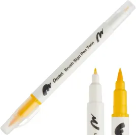 pisak-brush-pentel-dwustronny-pedzelkowy-zolty