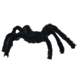 pajak-duzy-czarny-wlochaty-czerwone-oczy-hallowen