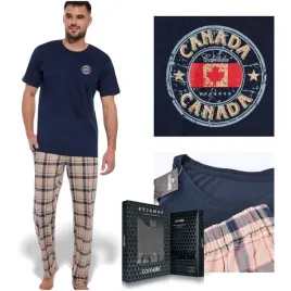 cornette-pizama-meska-canada-136-166-bawelniana-bezowa-krata-rozmiar-xxl