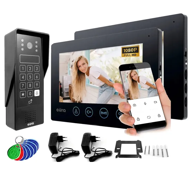 Wideodomofon Wideofon WiFi TELEFON DWA MONITOR KOD brelok aplikacja
