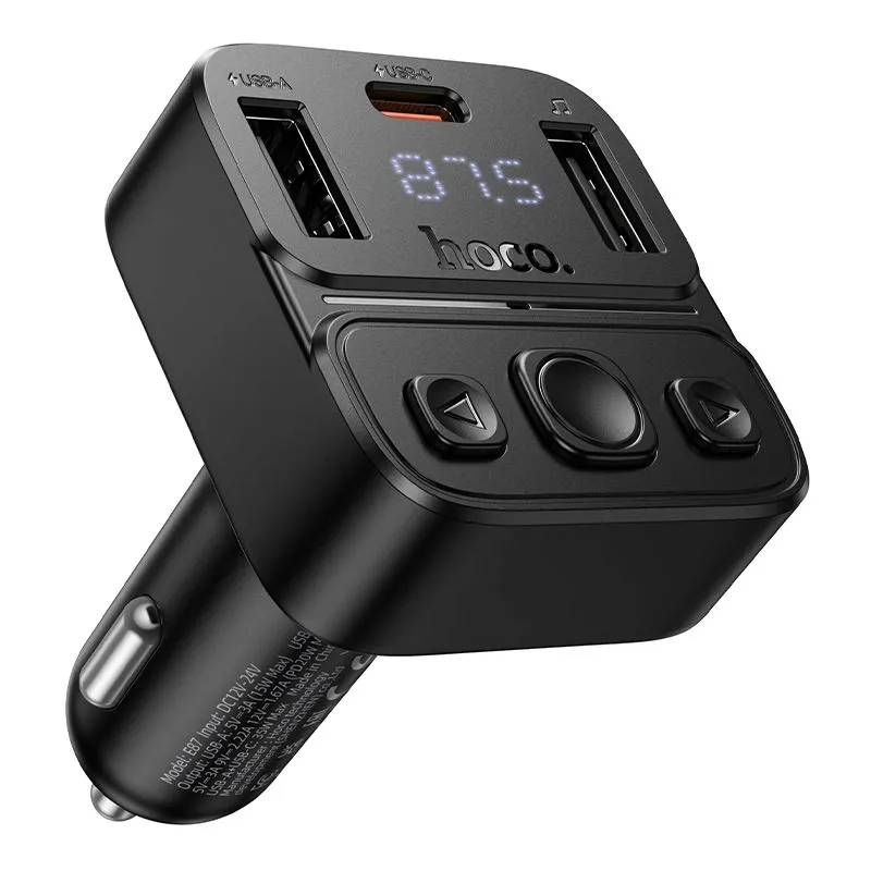 transmiter-samochodowy-bluetooth-hoco-usb-a-usb-c-qc-pd-35w-e87-czarny-stan-nowy