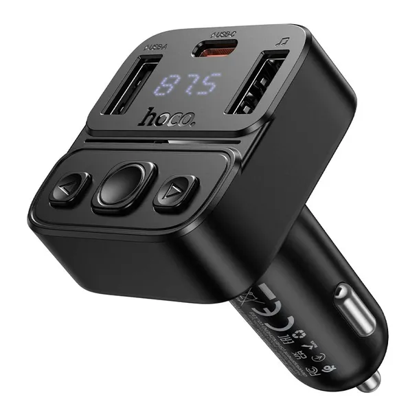transmiter-samochodowy-bluetooth-hoco-usb-a-usb-c-qc-pd-35w-e87-czarny-model-e87