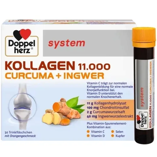 Doppelherz® system KOLLAGEN 11.000 KURKUMA + IMBIR, 30 ampułek po 25 ml