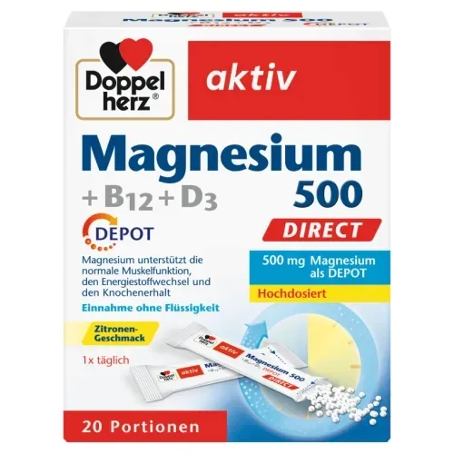Doppelherz® aktiv Magnez 500 + wit. B12 + D3, 20 saszetek