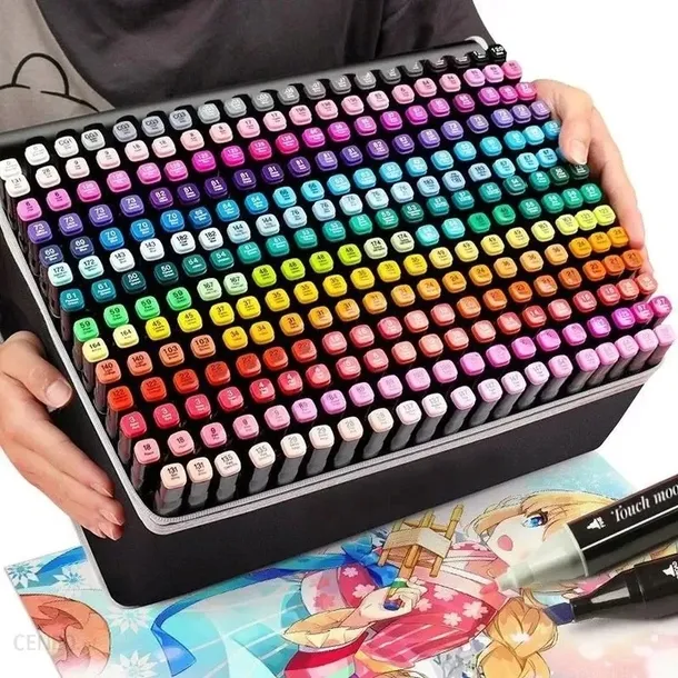 MARKERY ALKOHOLOWE 262 SZT DWUSTRONNE PRO FLAMASTRY ZESTAW ETUI + PODSTAWKA