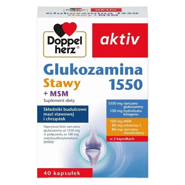 Doppelherz® aktiv Glukozamina 1550 Stawy + MSM, 40 kapsułek