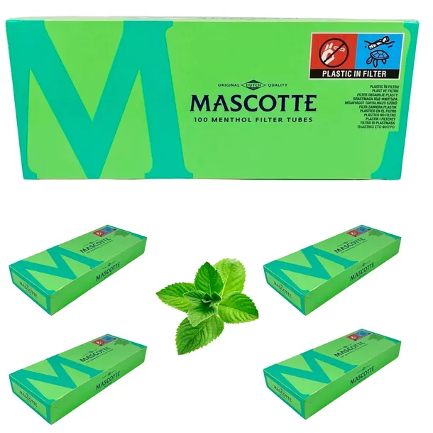 500 GILZ MASCOTTE MENTHOL 100 GILZY PAPIEROSOWE miętowe BIAŁE TUTKI 8mm