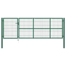 brama-ogrodowa-ze-slupkami-350x100-cm-stal-zielona