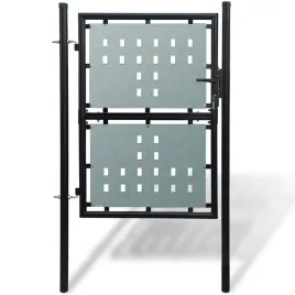 furtka-ogrodowa-czarna-stalowa-100-x-250-cm-z-2-slupkami-i-zamkiem