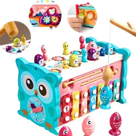 magiczne-pudelko-edukacyjne-na-kolkach-sowka-sorter-cymbalki-wbijak-mlotek