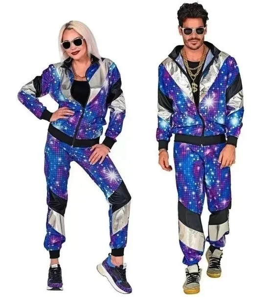 STRÓJ DRES DISCO WZÓR DYSKOTEKA LATA 80 UNISEX DAMSKI MĘSKI ROZMIAR XL