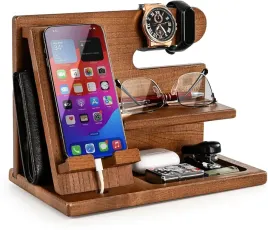organizer-na-biurko-drewniana-podstawka-na-telefon-uchwyt-zegarek-prezent