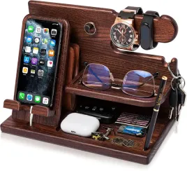 organizer-na-biurko-drewniana-podstawka-na-telefon-uchwyt-zegarek-prezent