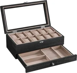 pudelko-na-zegarki-eleganckia-szkatulka-na-bizuterie-czarna-etui-12szt