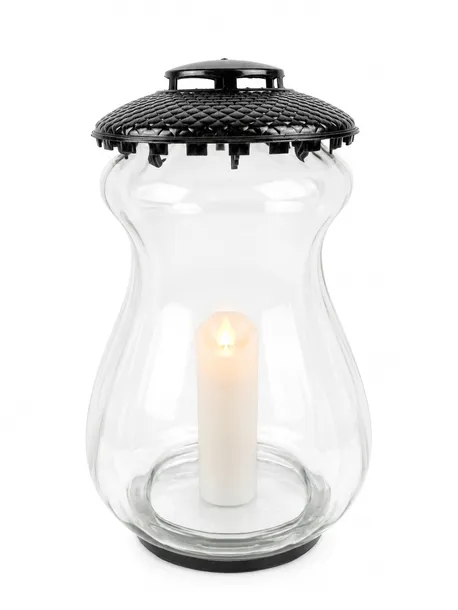 Znicz LED Czarny Szklany Duży 33 cm Premium Na Cmentarz Lampion