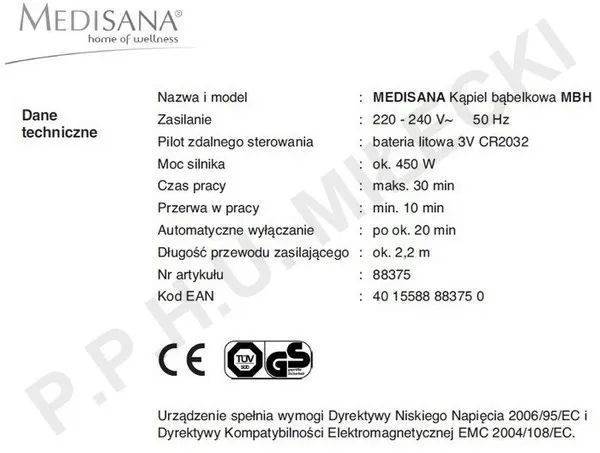 mata-masujaca-medisana-mbh-bath-spa-zasilanie-sieciowe