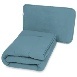 kolderka-i-poduszka-muslinowa-135x100-40x60-cm-zielona-baby-matex