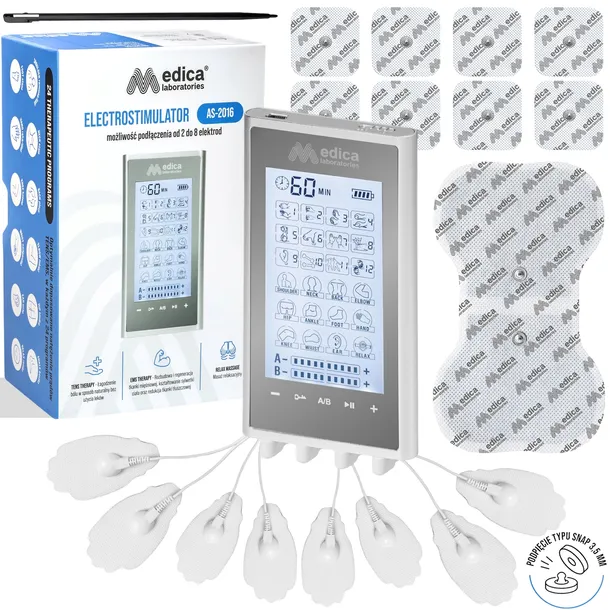 ELEKTROSTYMULATOR MIĘŚNI MASAŻER TENS EMS ELEKTROTERAPIA 17 szt. ELEKTRODY