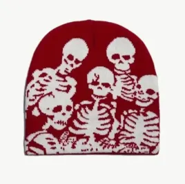 czapka-beanie-szkielety-skeletons-kosciotrupy-y2k-streetwear-czerwona
